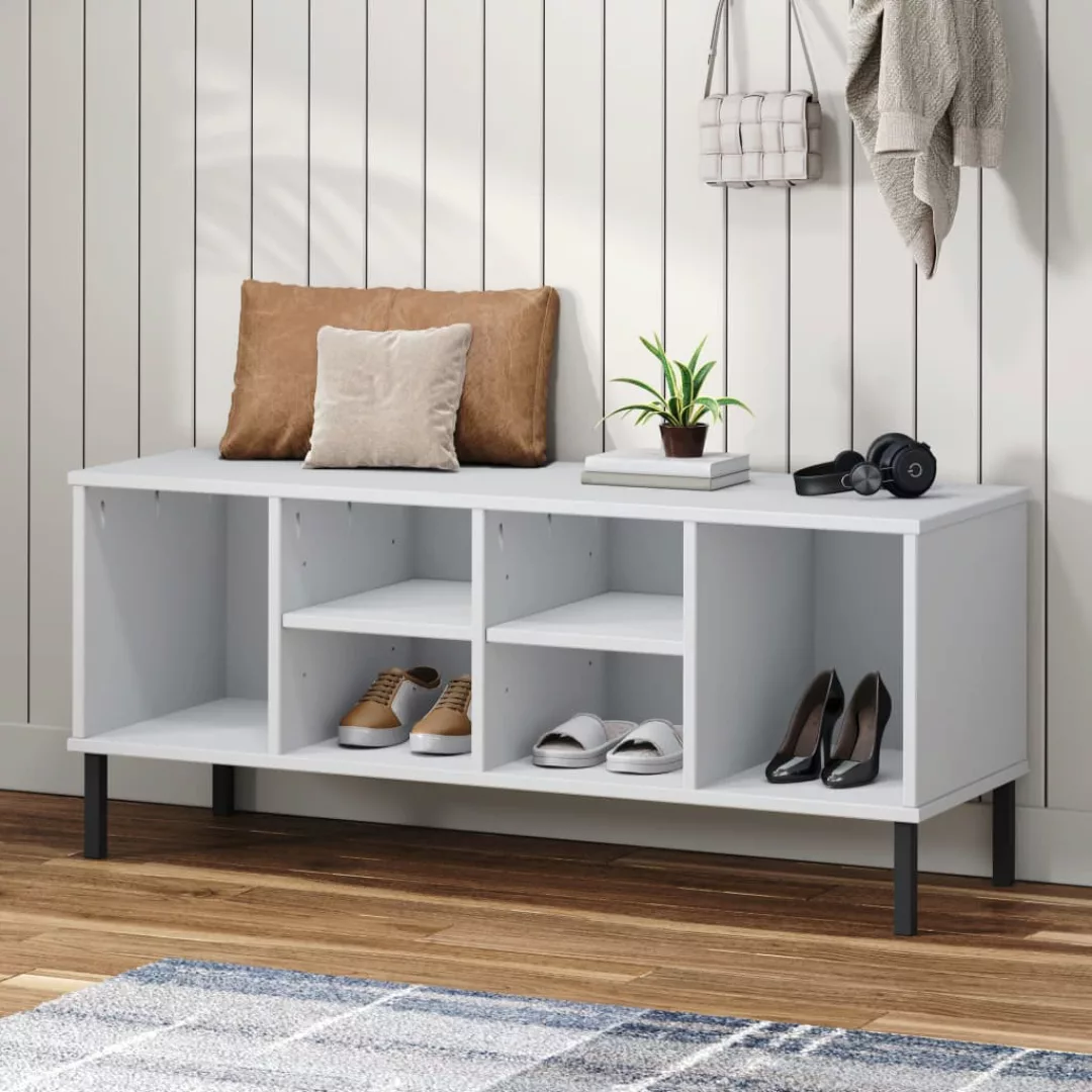 Vidaxl Schuhregal Oslo Mit Metallbeinen Weiß 106x35x45 Cm Massivholz günstig online kaufen