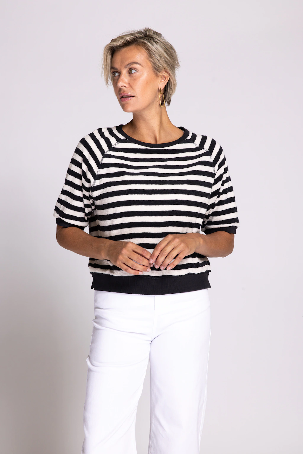 Zhrill Kurzarmshirt "INGE", Frottee-Optik mit Streifen günstig online kaufen