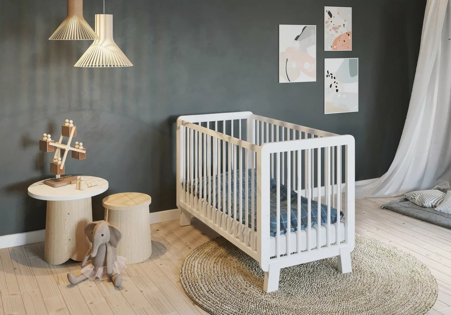 FabiMax Babybett Mondschein, 3-fache Höhenverstellung, umbaubar zum Kinderb günstig online kaufen