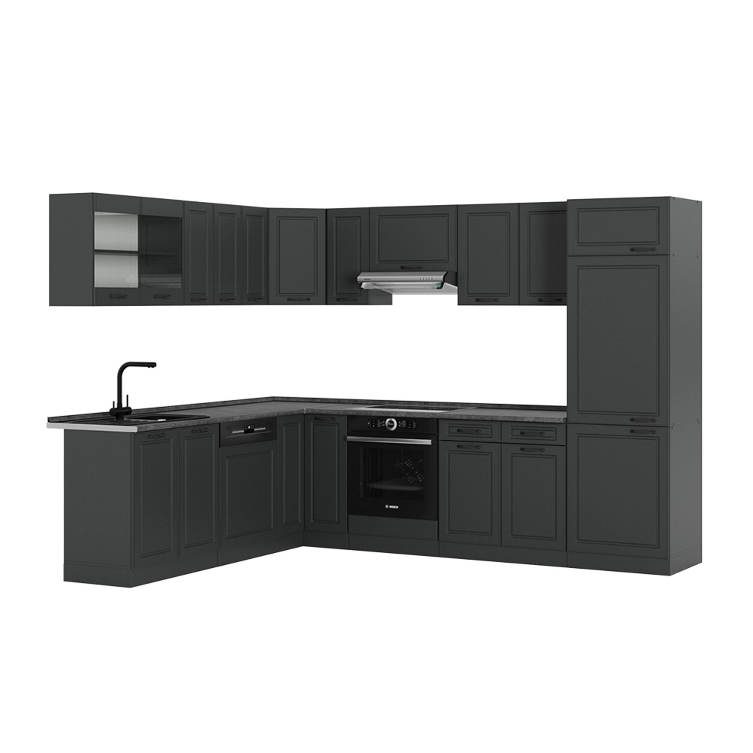 Vicco Winkelküche R-Line, Anthrazit Landhaus/Anthrazit, 227 günstig online kaufen