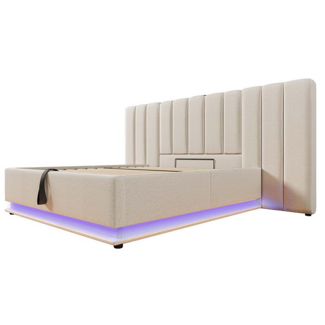 Gotagee Polsterbett Doppelbett mit LED und USB Gästebett Jugendbett 160×200 günstig online kaufen