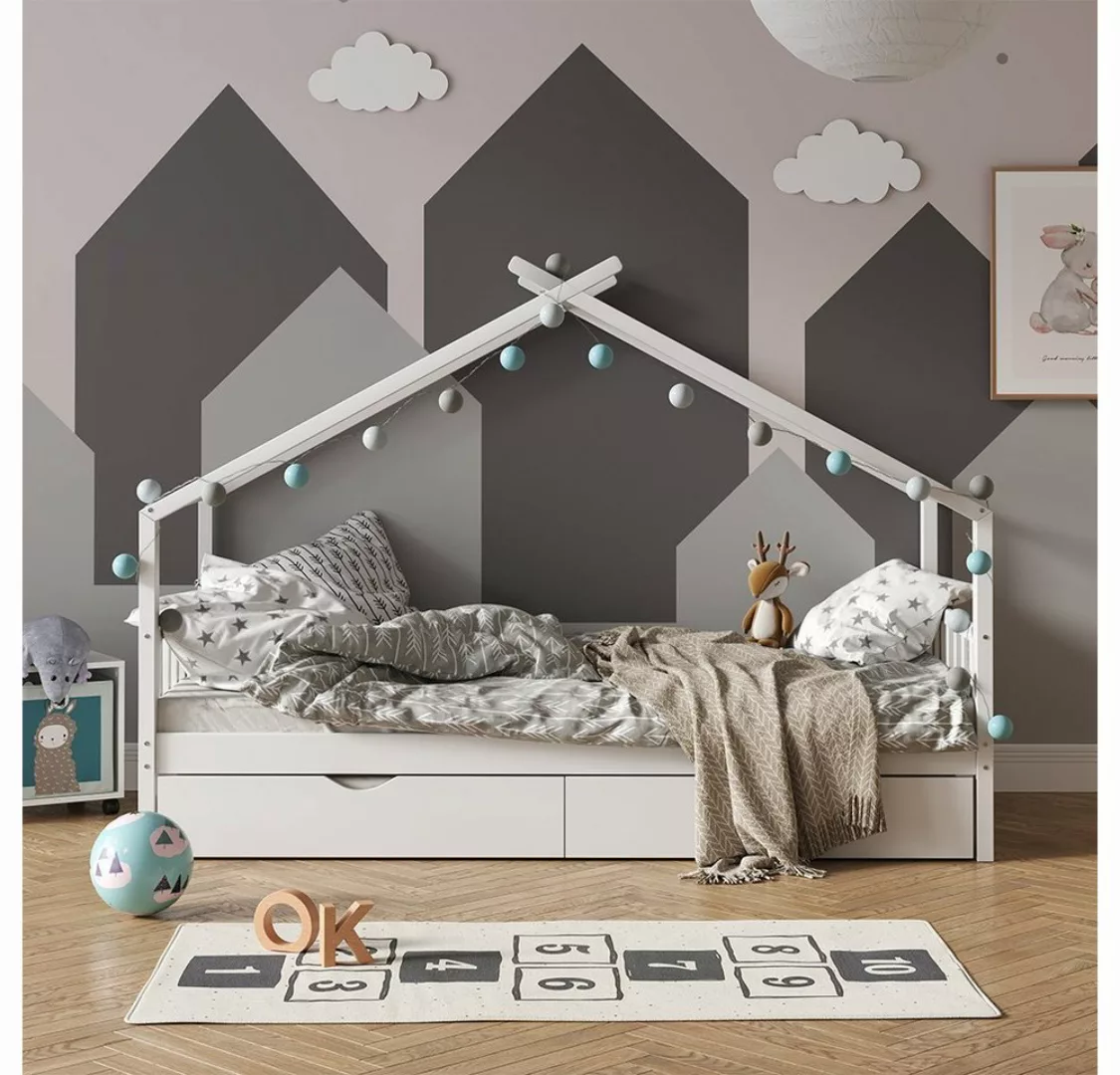 VitaliSpa® Kinderbett Hausbett Gästebett 90x200cm DESIGN Weiß günstig online kaufen