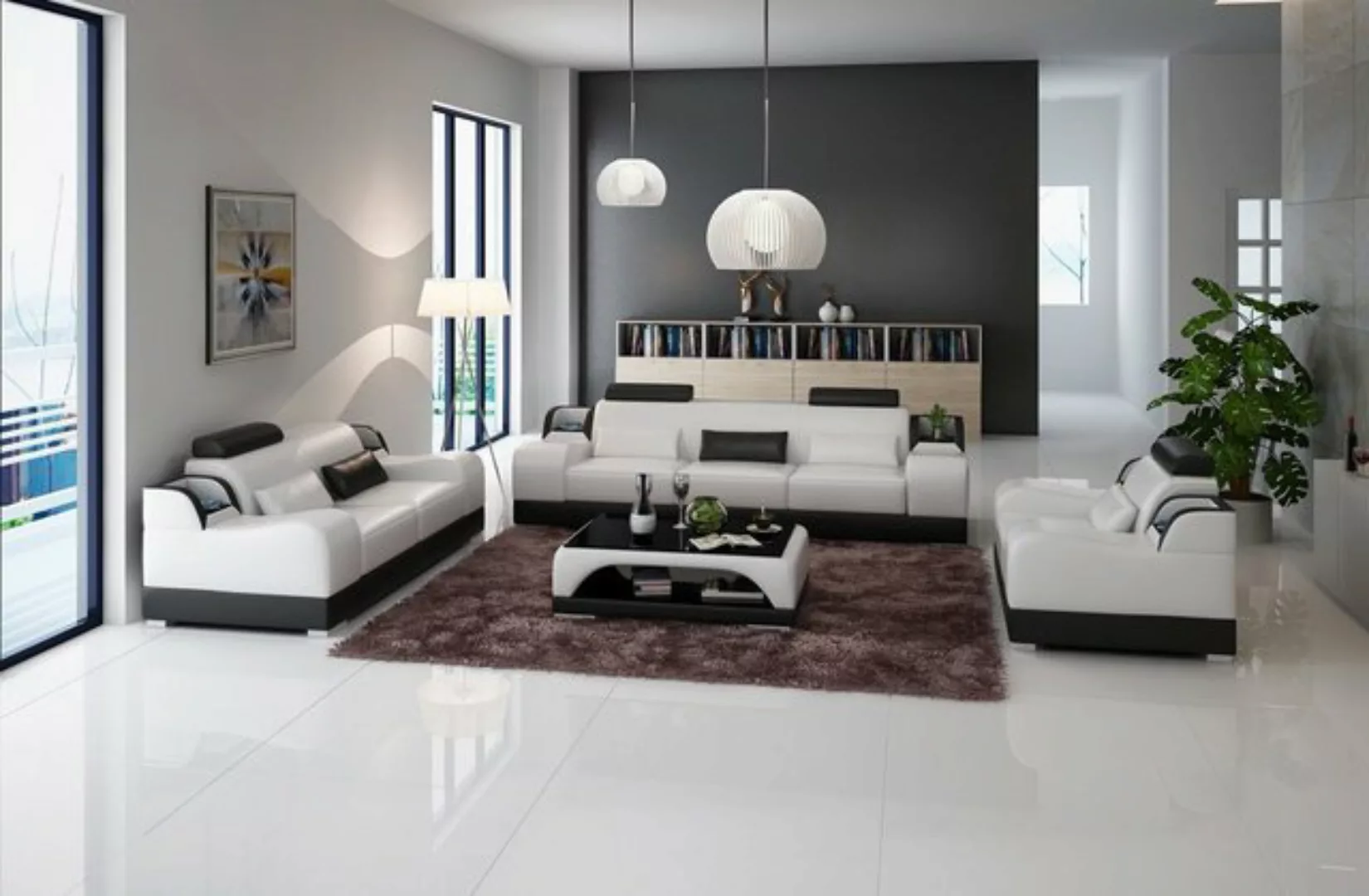 JVmoebel Sofa Designer Sofagarnitur 321 Sitzer Sofa Couch Leder Garnitur, M günstig online kaufen