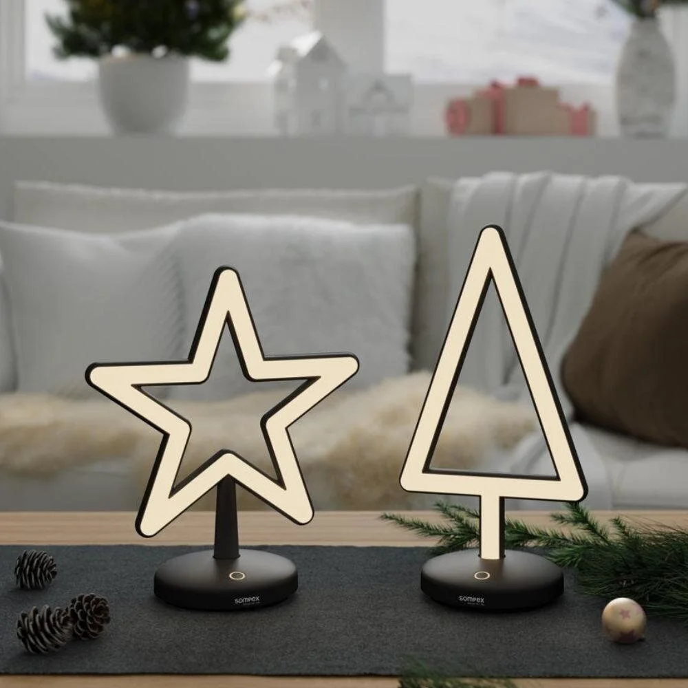 LED Akku Tischleuchten Set Triangle & Star in Schwarz günstig online kaufen