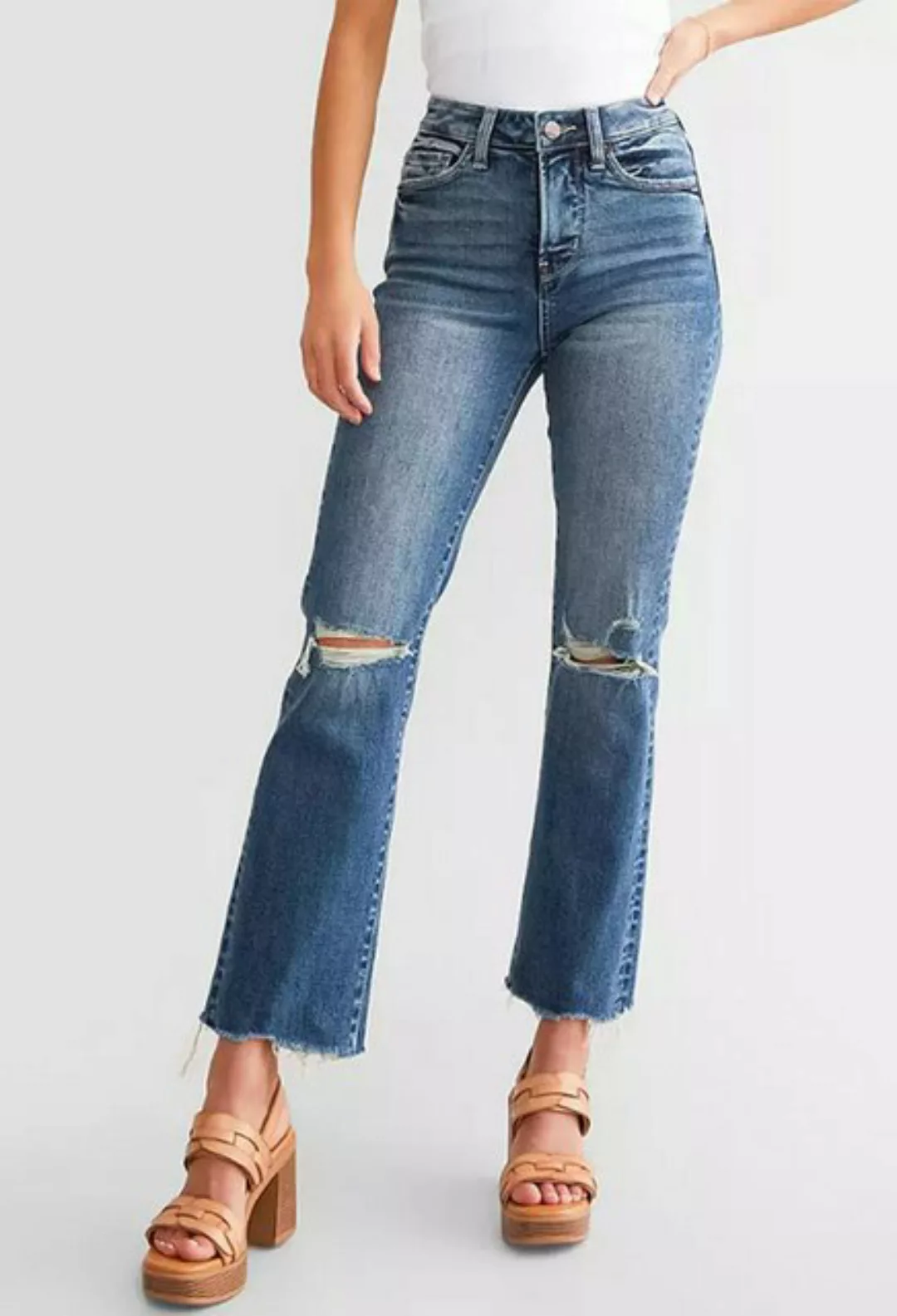 CHENIN Bequeme Jeans Damenjeans, zerrissene, gerade geschnittene jeanshose günstig online kaufen