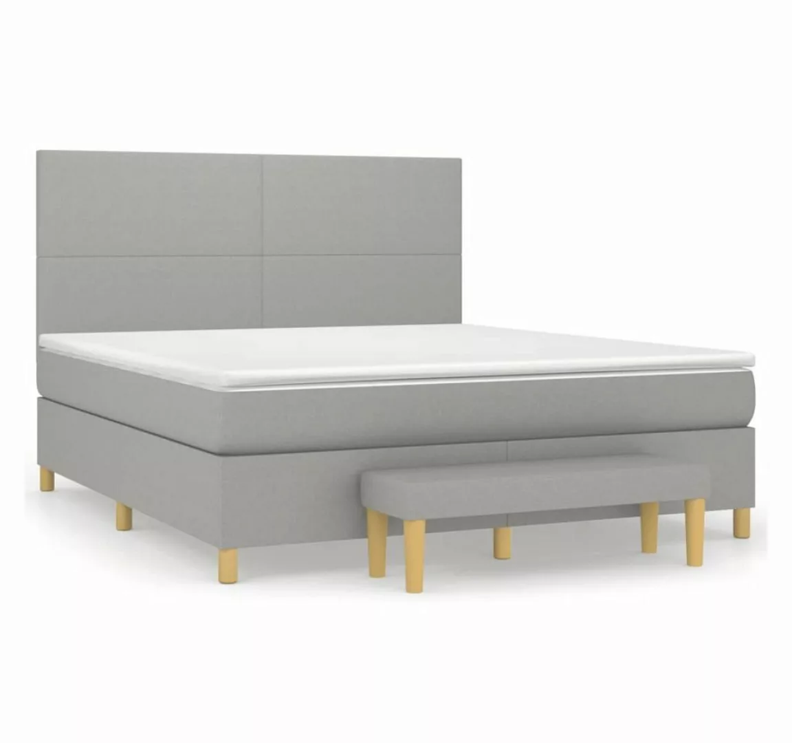 furnicato Bett Boxspringbett mit Matratze Hellgrau 160x200 cm Stoff (1-tlg) günstig online kaufen