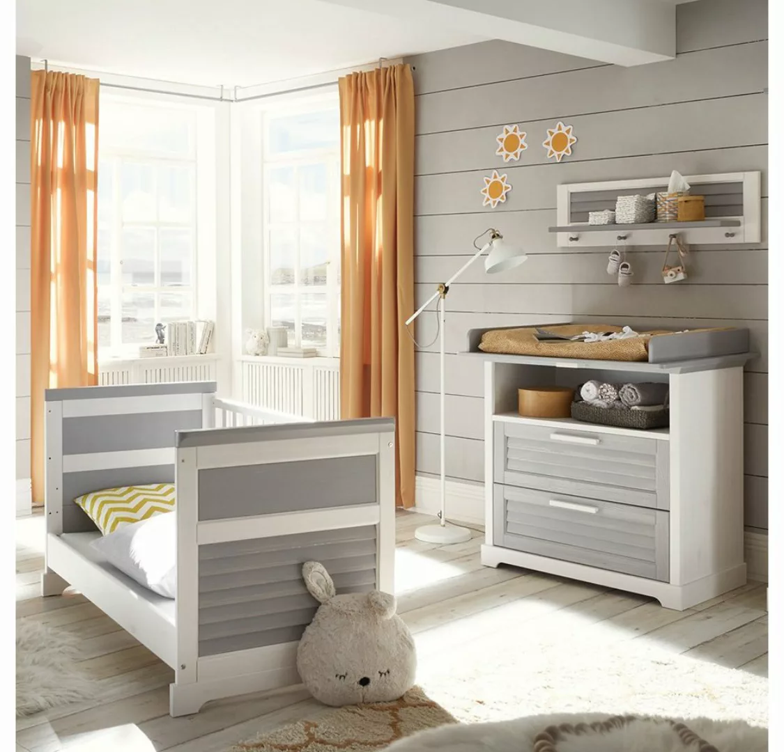 Lomadox Kleiderschrank AVON-78 Kinderbett 70x140 cm Liegefläche, Wickelkomm günstig online kaufen