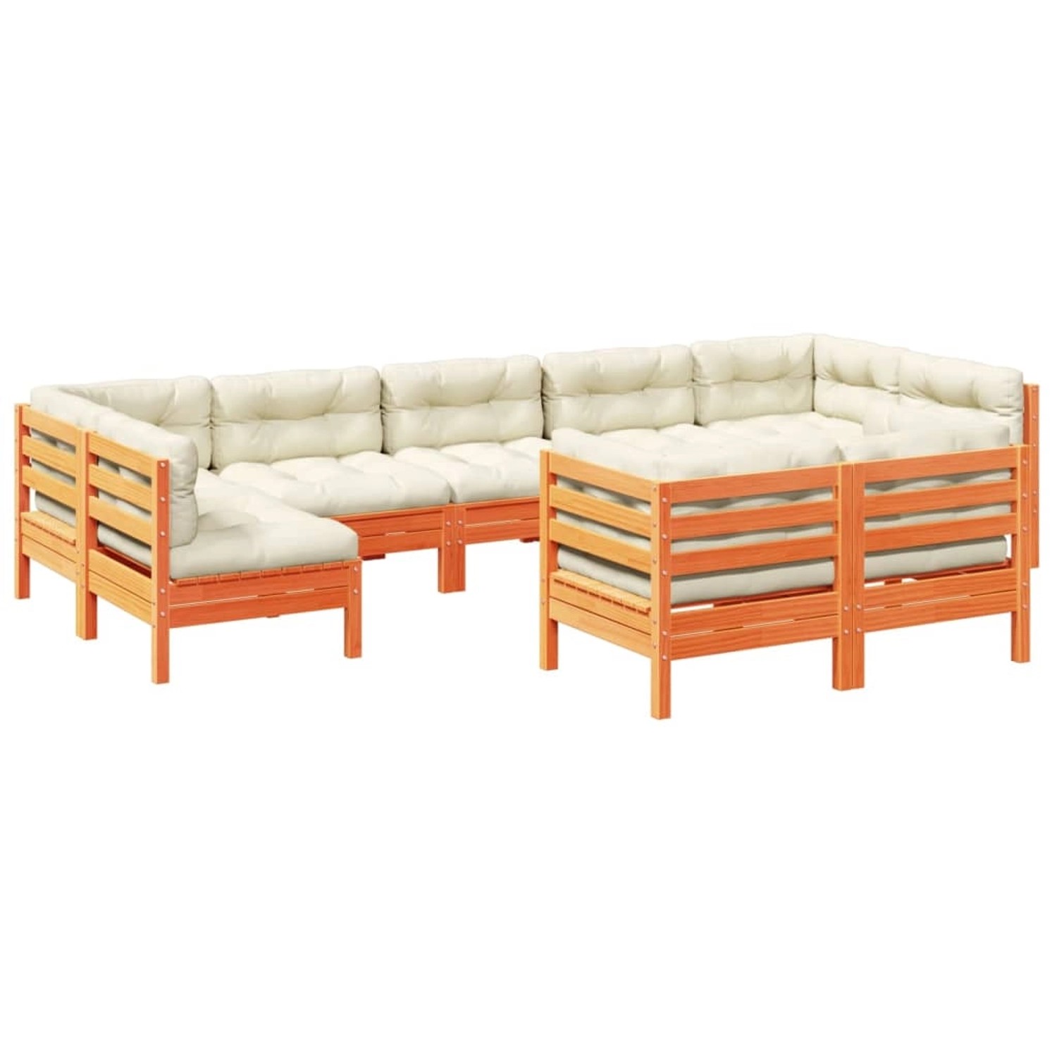vidaXL 9-Tlg Garten-Sofagarnitur mit Kissen Wachsbraun Kiefernholz 3299633 günstig online kaufen