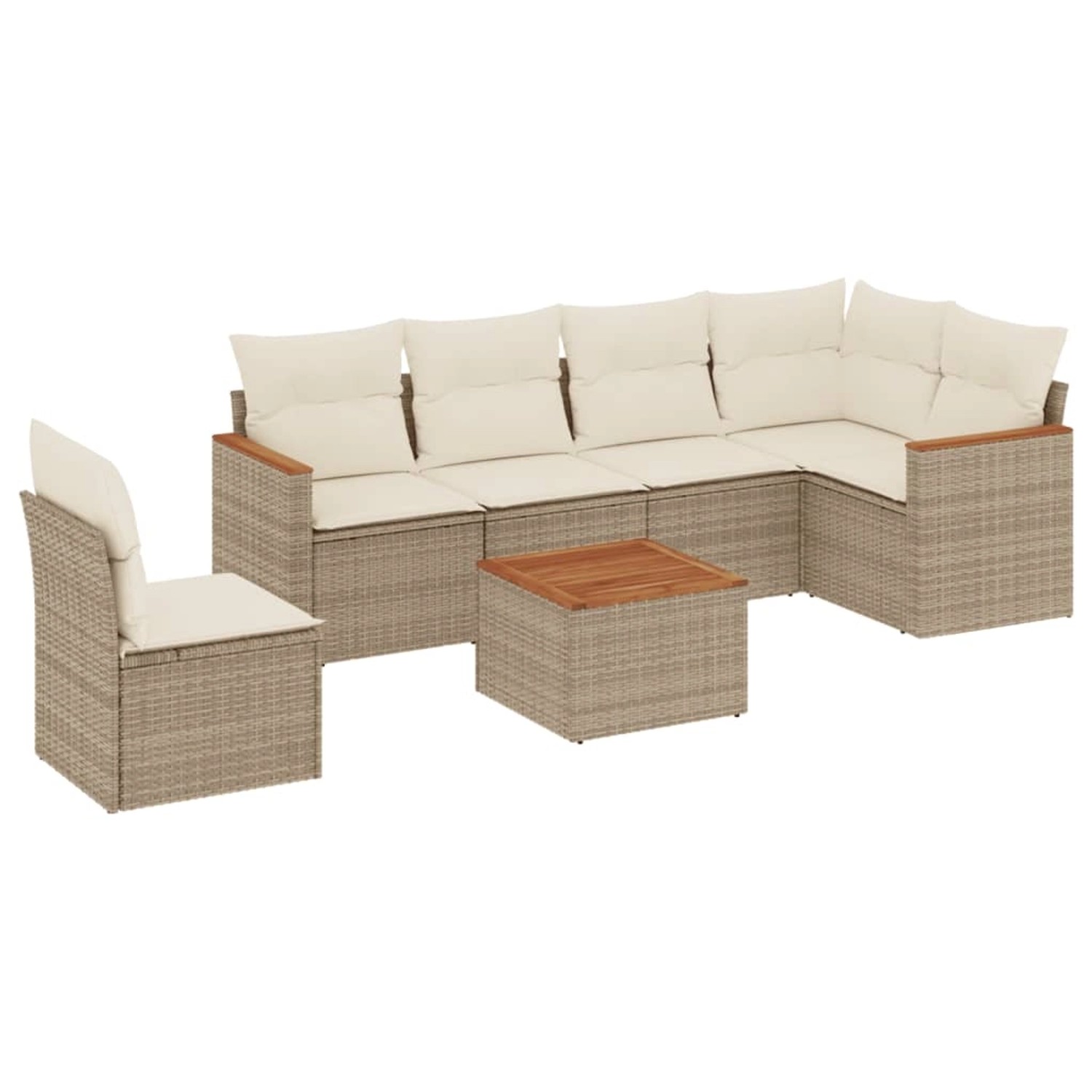 vidaXL 7-Tlg Garten-Sofagarnitur mit Kissen Beige Poly Rattan 3226023 günstig online kaufen