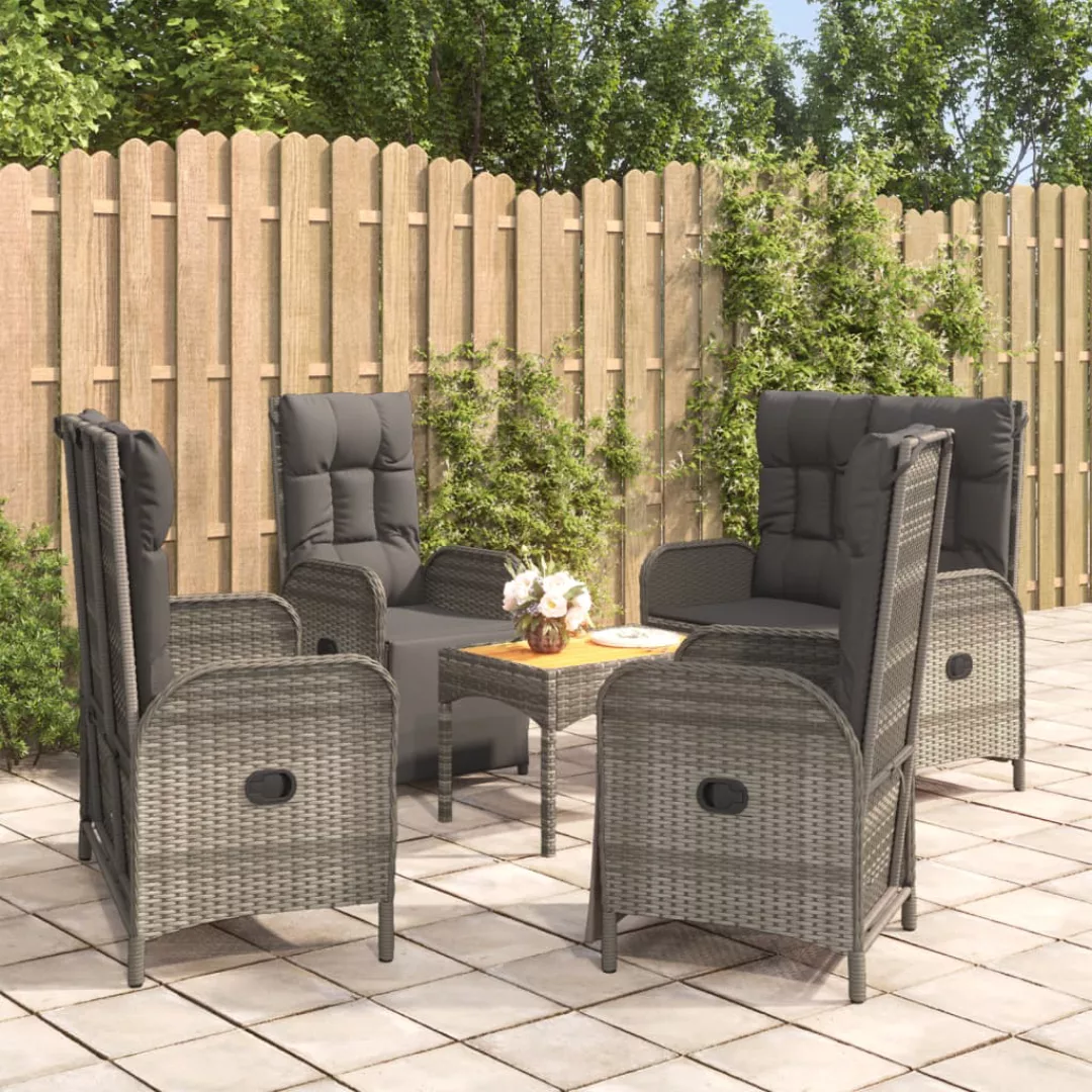 Vidaxl 5-tlg. Garten-essgruppe Mit Kissen Grau Poly Rattan günstig online kaufen