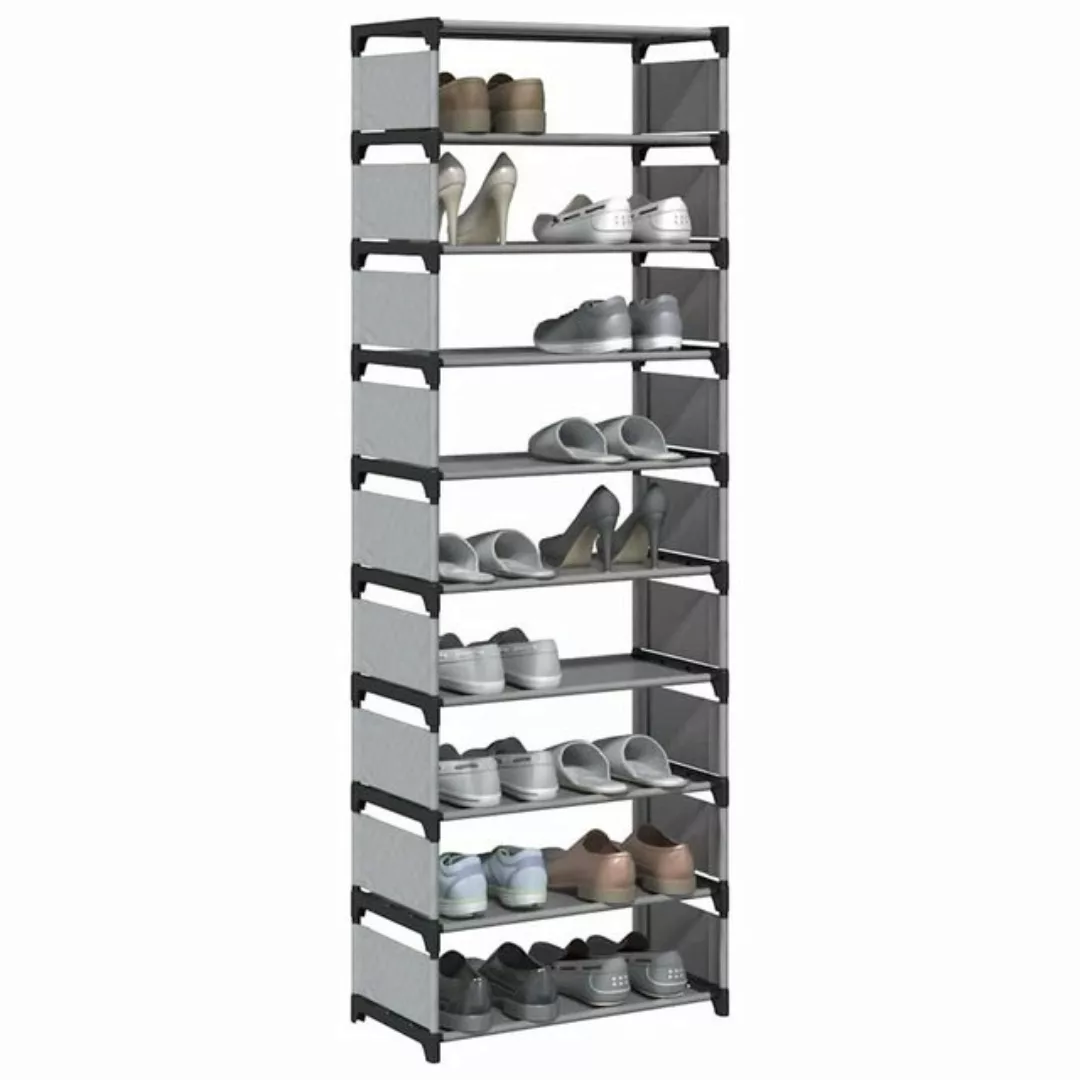 vidaXL Schuhschrank Schuhregal 10-stöckig Grau 54x28x158 cm Vliesstoff günstig online kaufen