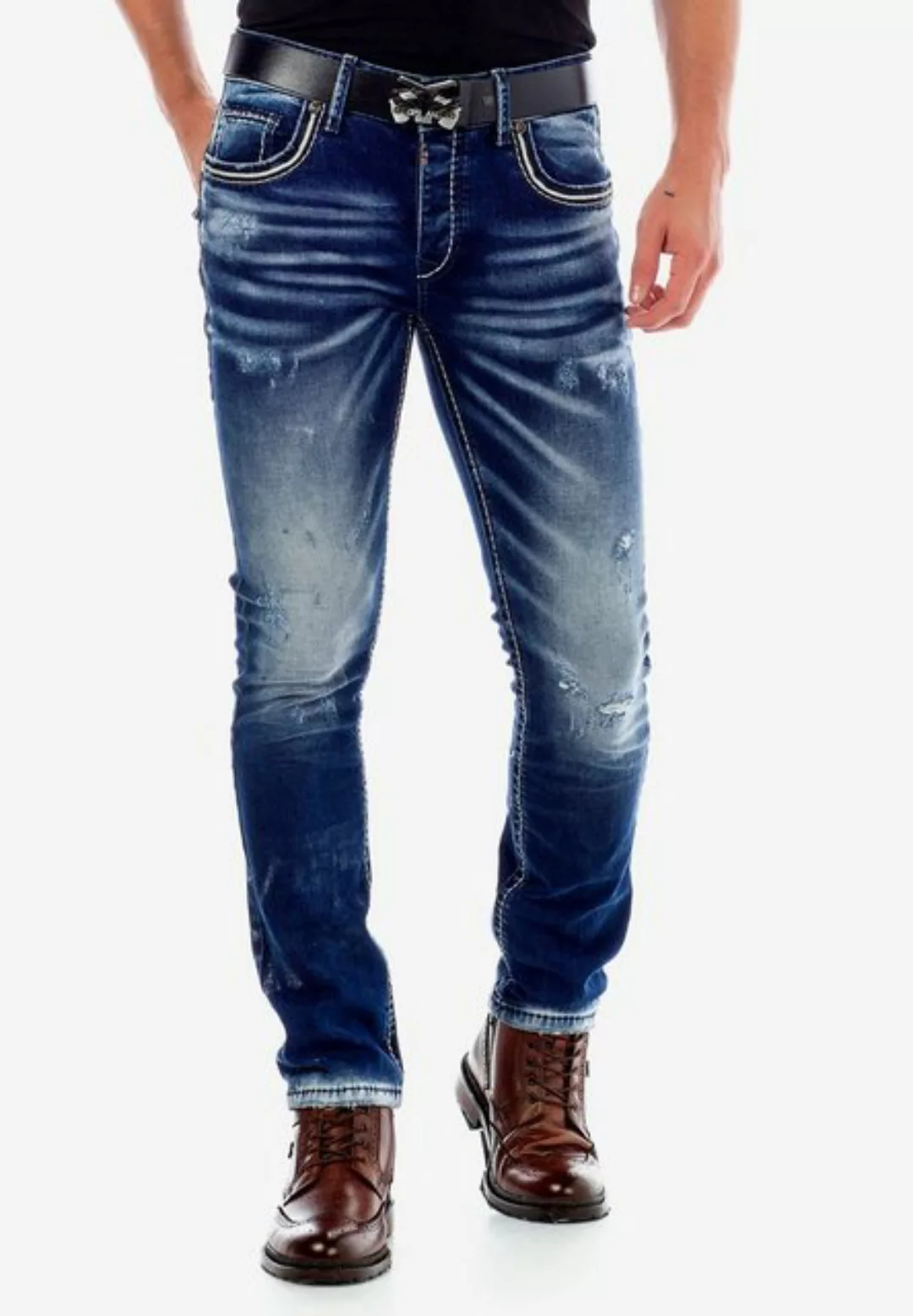 Cipo & Baxx Slim-fit-Jeans, im Worn Washed Look in Straight Fit günstig online kaufen