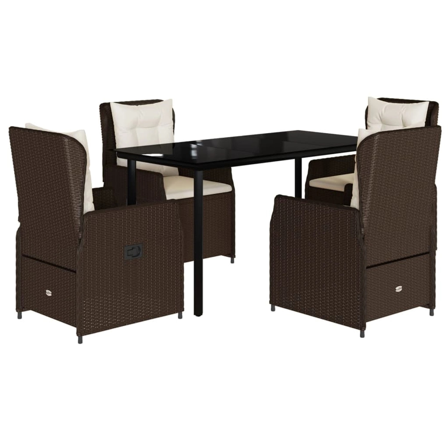 vidaXL 5-Tlg Garten-Essgruppe mit Kissen Braun Poly Rattan 3262849 günstig online kaufen