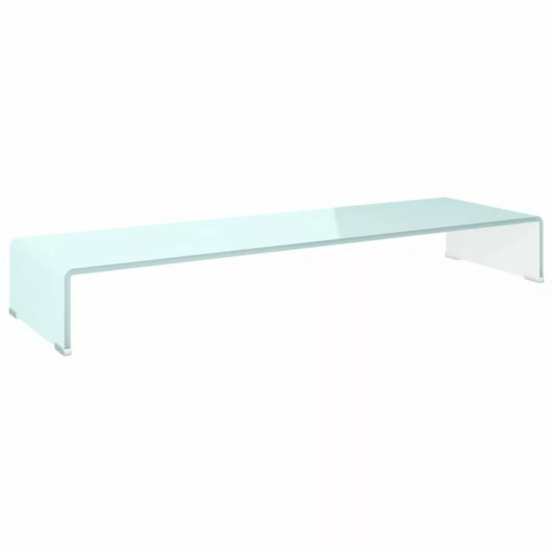 vidaXL TV-Schrank TV-Tisch Bildschirmerhöhung Glas Weiß 100 x 30 x 13 cm günstig online kaufen