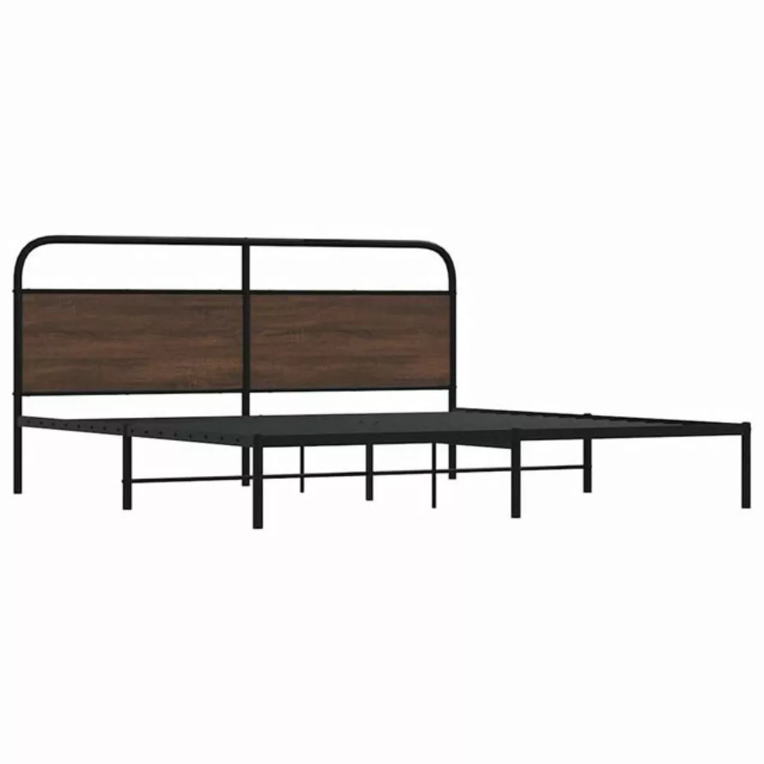 vidaXL Bett Metallbett ohne Matratze Braun Eichen-Optik 180x200 cm günstig online kaufen