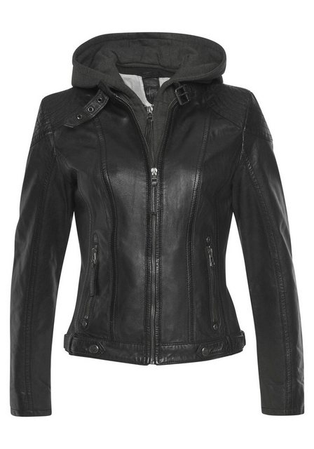 Gipsy Damen Lederjacke Cacey in black mit Kapuze günstig online kaufen