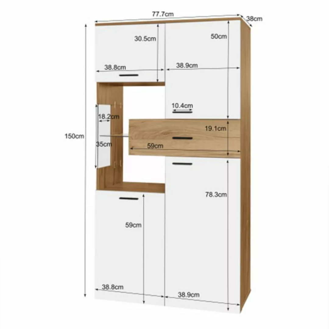 XDeer Vitrine Moderne Vitrine mit LED-Beleuchtung, Glastür, Multifunktionsr günstig online kaufen