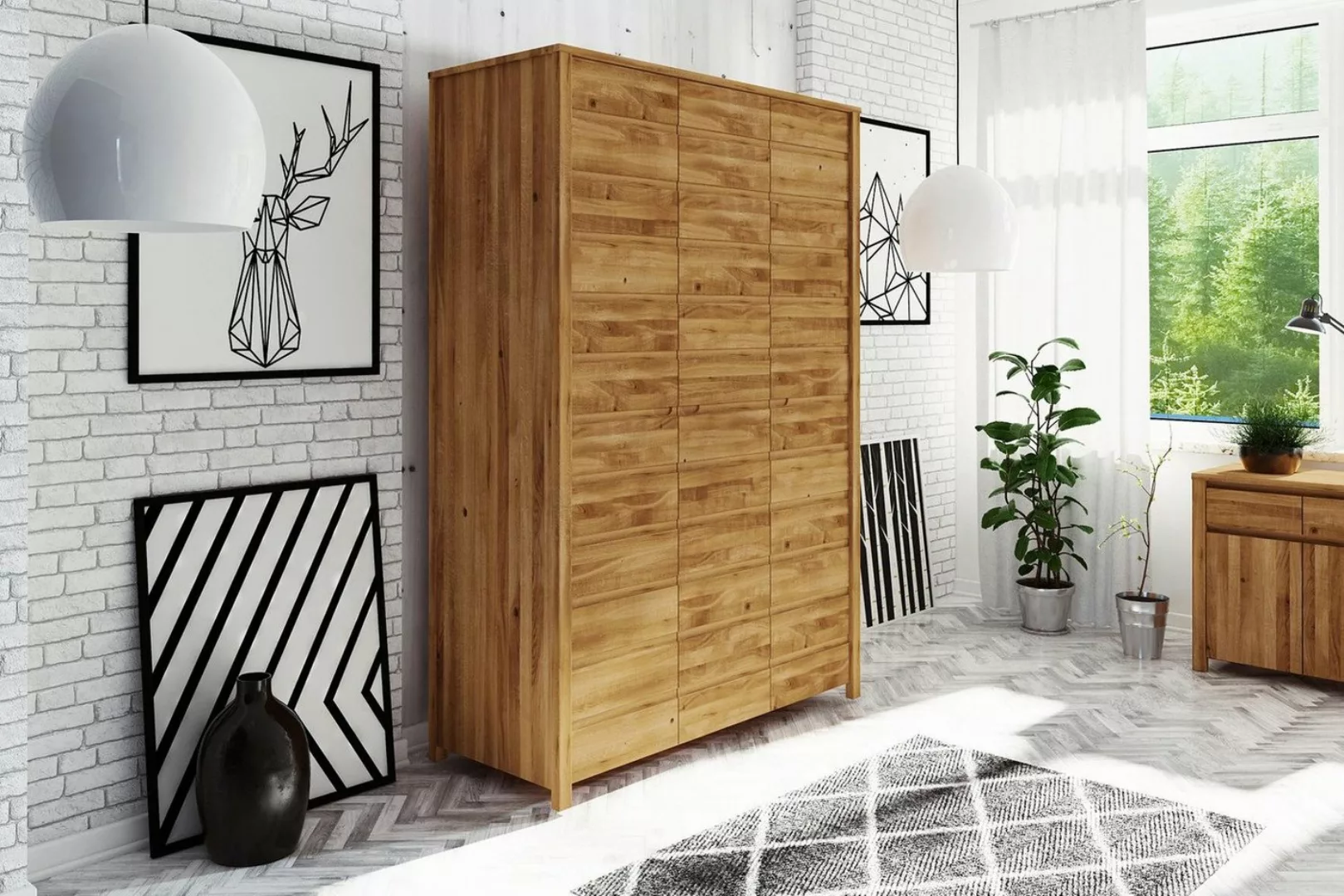 Natur24 Kleiderschrank Kleiderschrank Tinci Wildeiche 145x60x212 mit 3 Türe günstig online kaufen