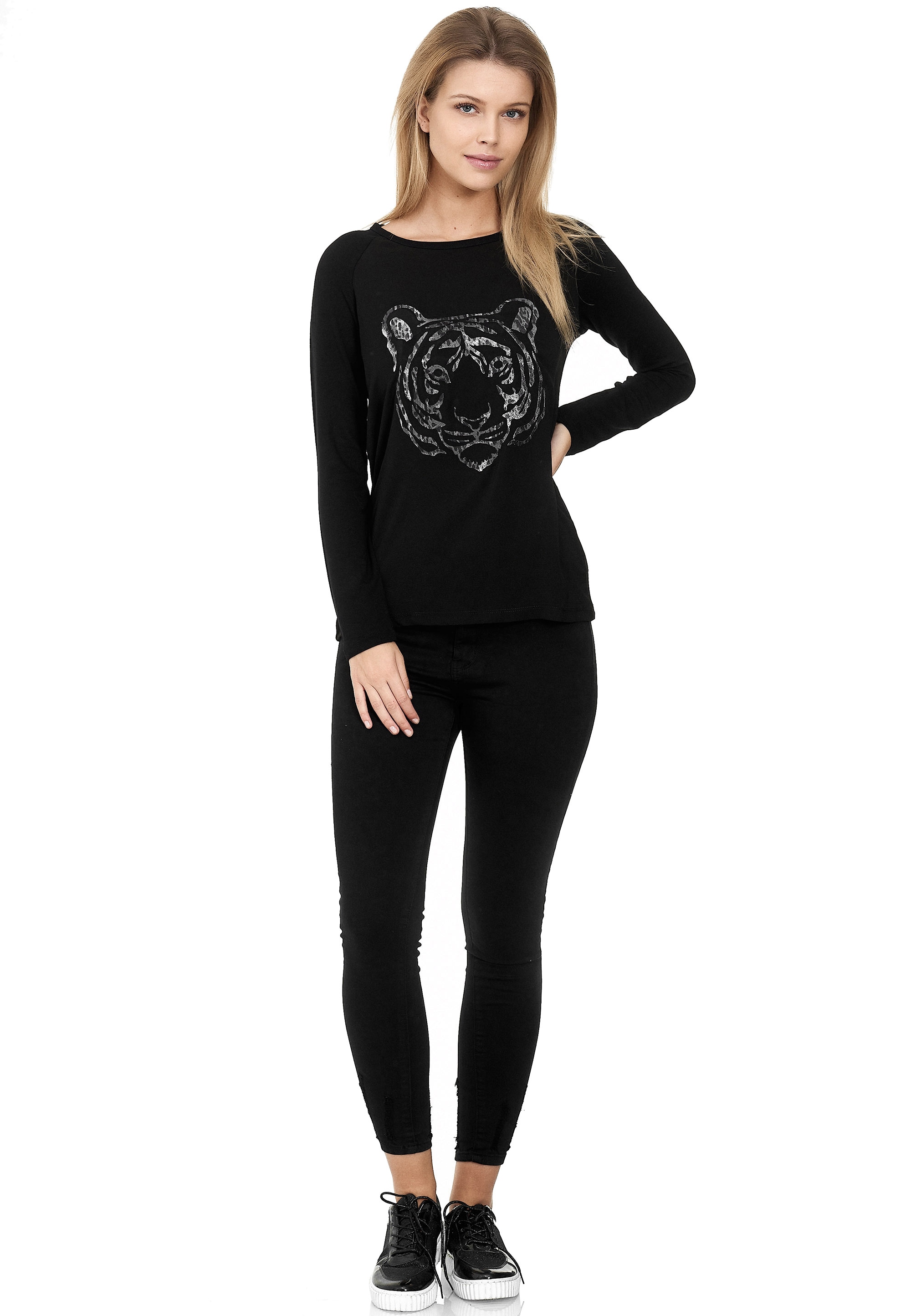 Decay Langarmshirt "Longsleeve", mit Leoparden - Aufdruck und Leo Flecken günstig online kaufen