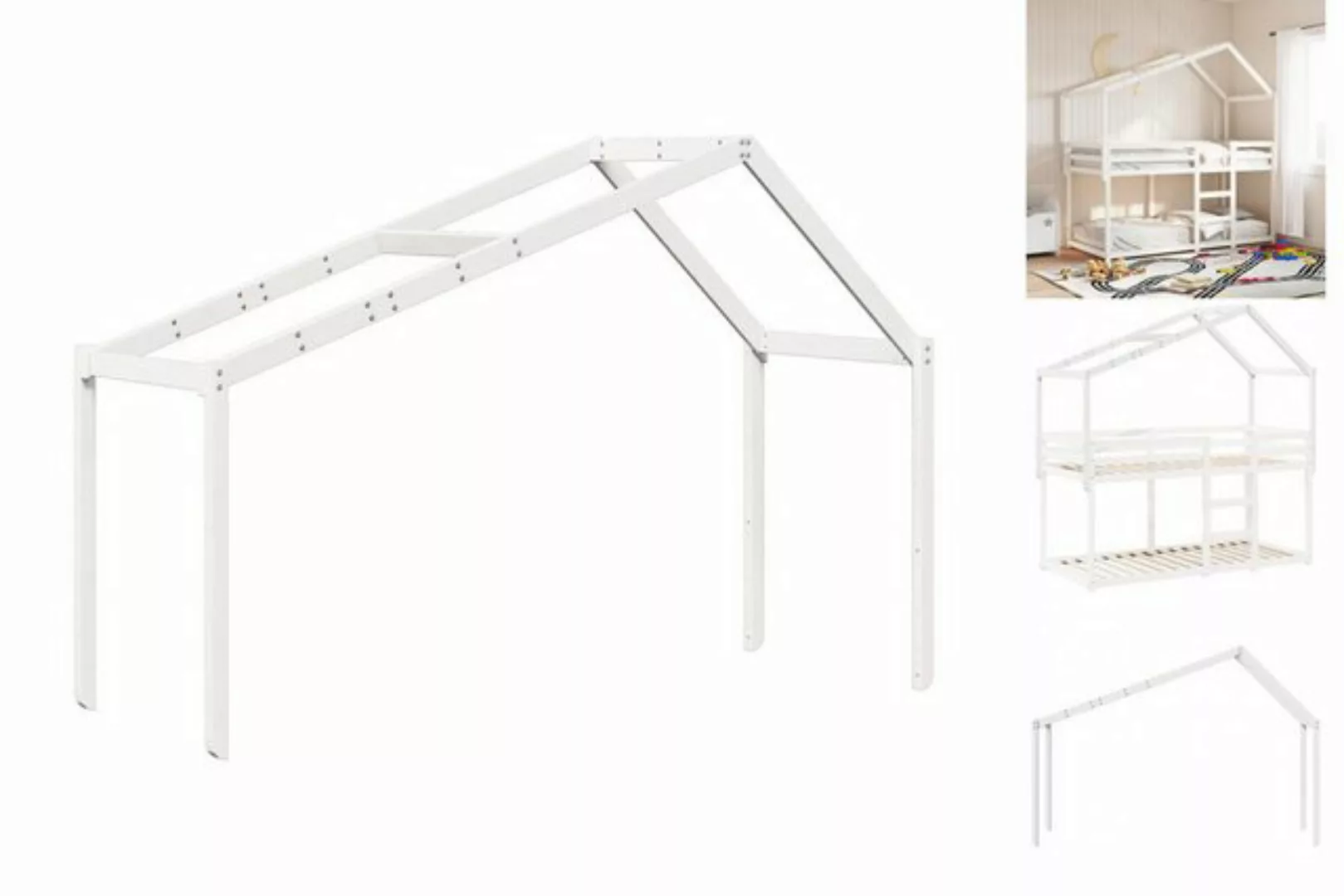 vidaXL Kinderbett Dach für Kinderbett Weiß 213x85,5x144,5 cm Massivholz Kie günstig online kaufen