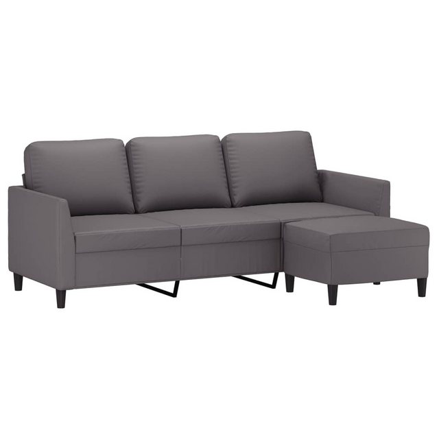 vidaXL Sofa 3-Sitzer-Sofa mit Hocker Grau 180 cm Kunstleder günstig online kaufen