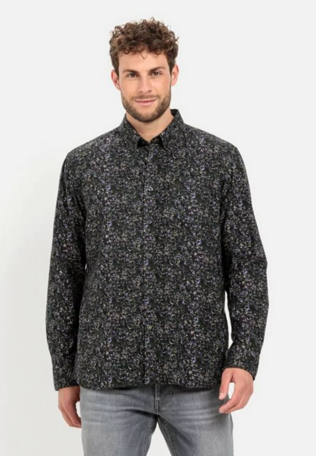 camel active Langarmhemd mit Allover-Print Button-Down günstig online kaufen