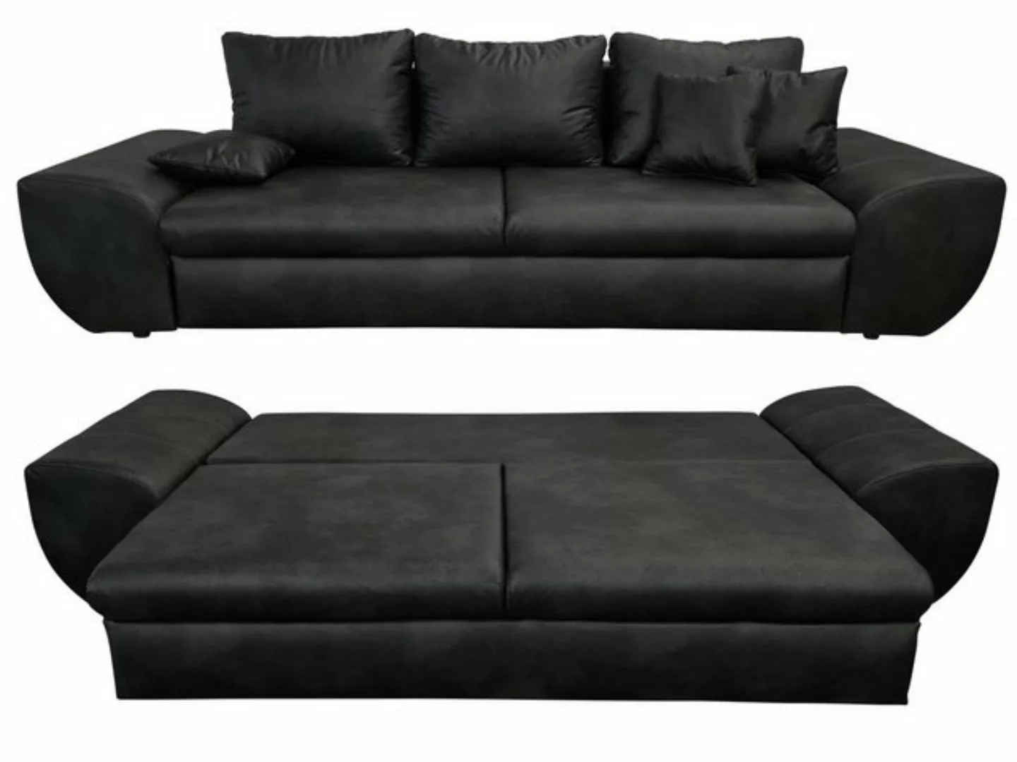 luma-home Big-Sofa 18010, mit Bettfunktion und Stauraum 275 cm breit, Welle günstig online kaufen