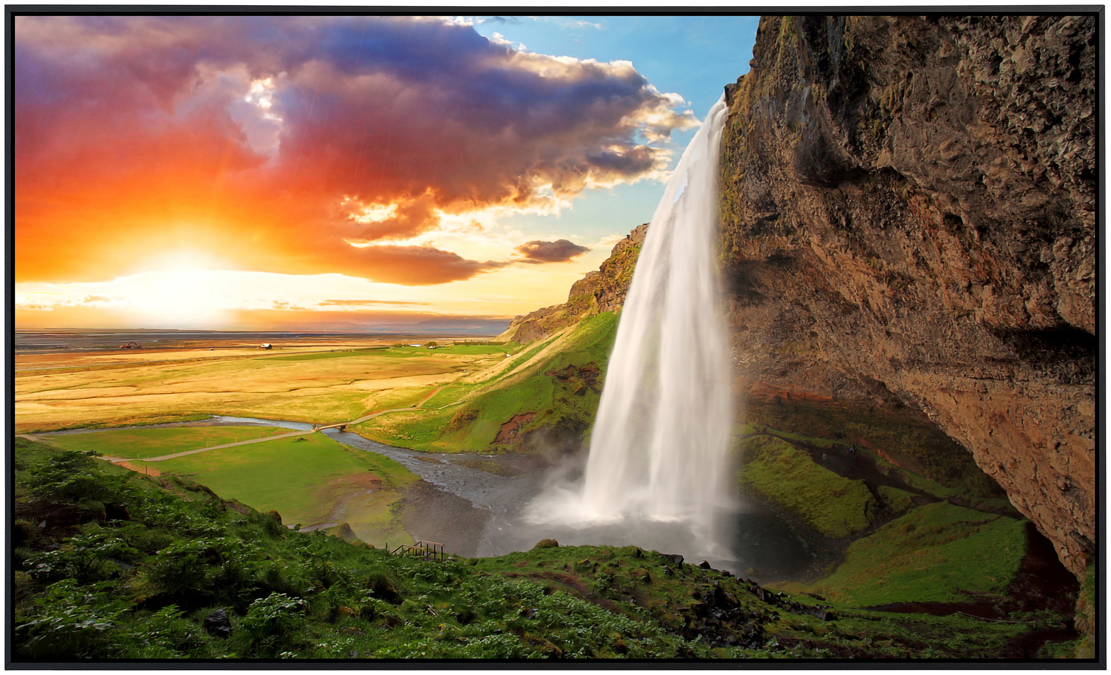 Papermoon Infrarotheizung »Wasserfall, Island«, sehr angenehme Strahlungswä günstig online kaufen