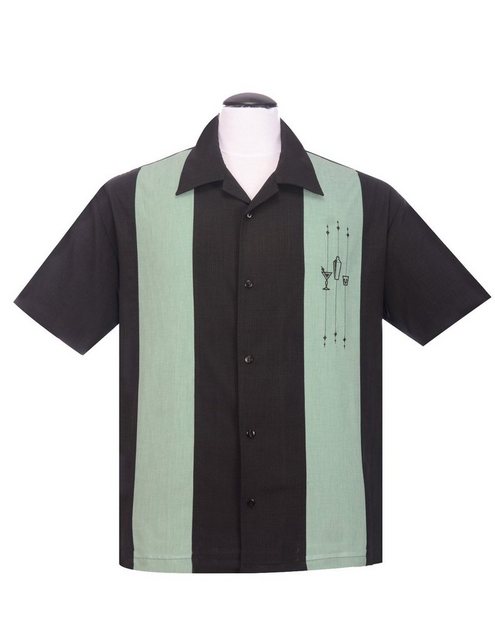 Steady Clothing Kurzarmhemd The Shake Down Black Mint Retro Vintage Bowling günstig online kaufen