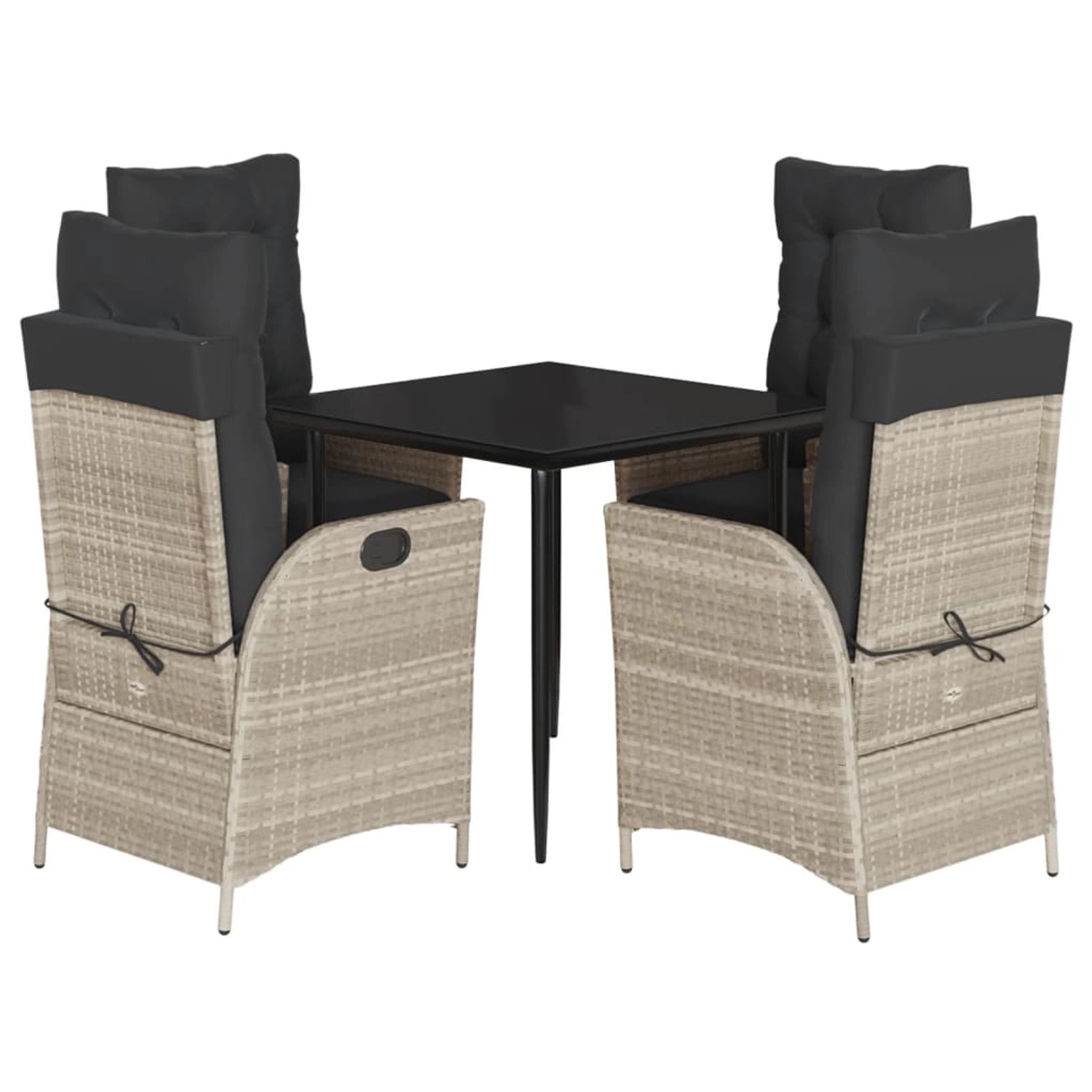 vidaXL 5-Tlg Garten-Essgruppe mit Kissen Hellgrau Poly Rattan 3213463 günstig online kaufen