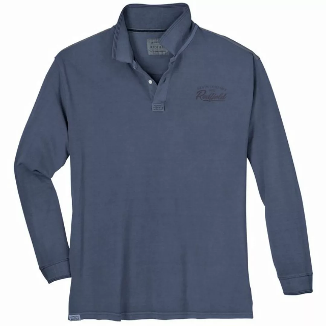 redfield Poloshirt Redfield Übergrößen Langarm-Polo Vintage denimblau günstig online kaufen