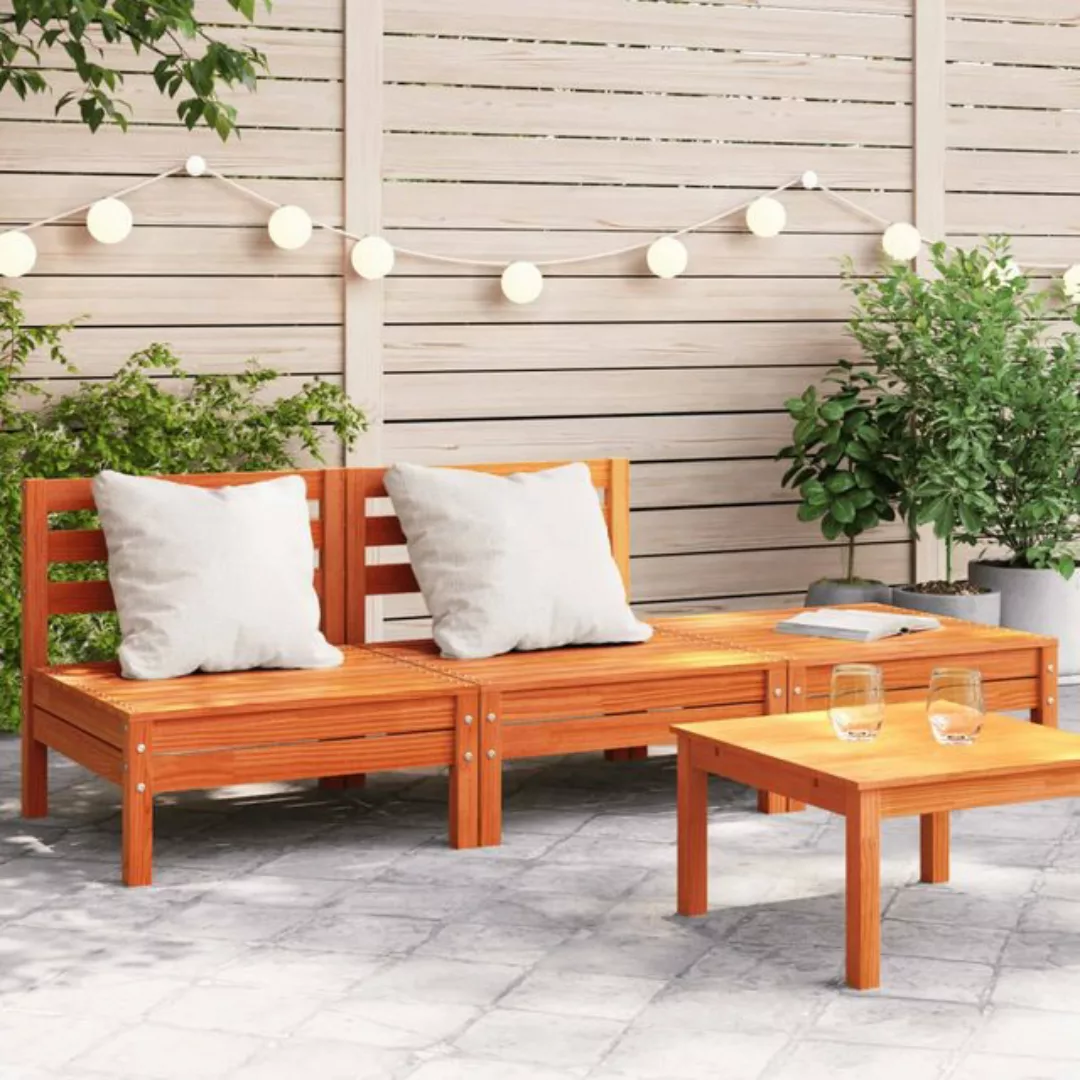 vidaXL Loungesofa Gartensofa 3-Sitzer Wachsbraun Massivholz Kiefer, 1 Teile günstig online kaufen