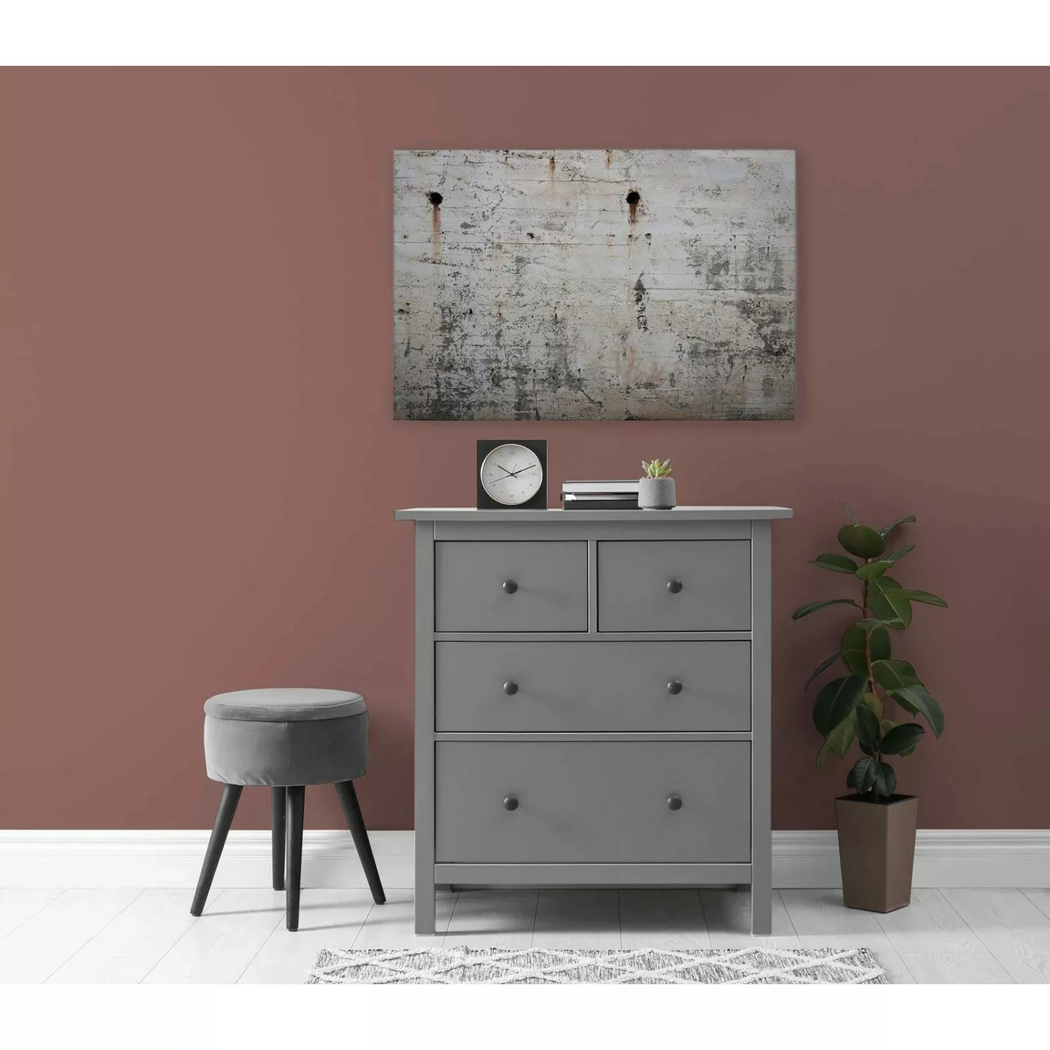Bricoflor Betonwand Bild In 120 X 80 Cm Grau Weiß Leinwandbild Für Jugendzi günstig online kaufen