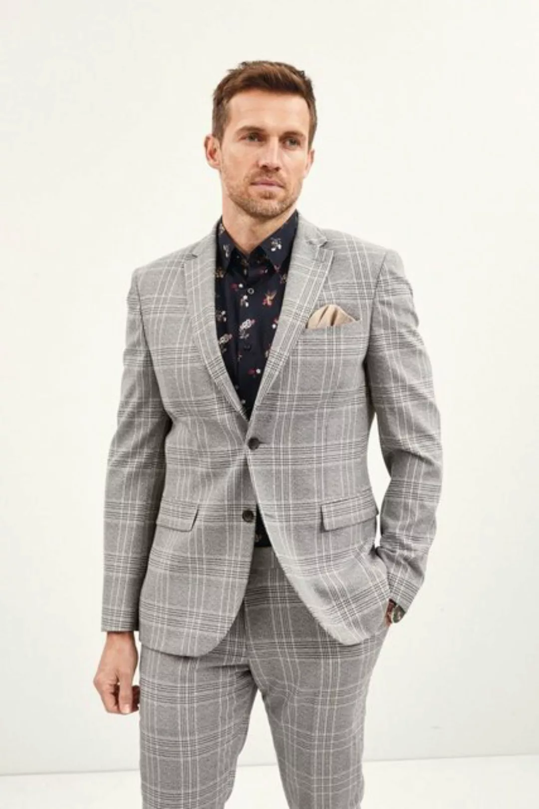 Next Smokingsakko Anzug mit Karomuster: Skinny Fit Jacke (1-tlg) günstig online kaufen