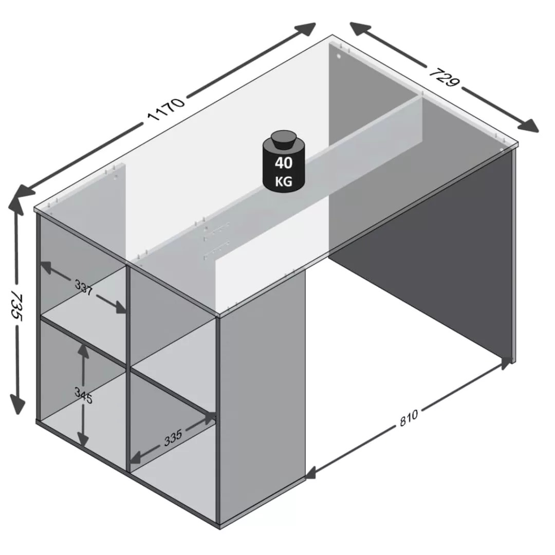 Fmd Schreibtisch Mit Regal 117ã73ã75 Cm Weiß günstig online kaufen