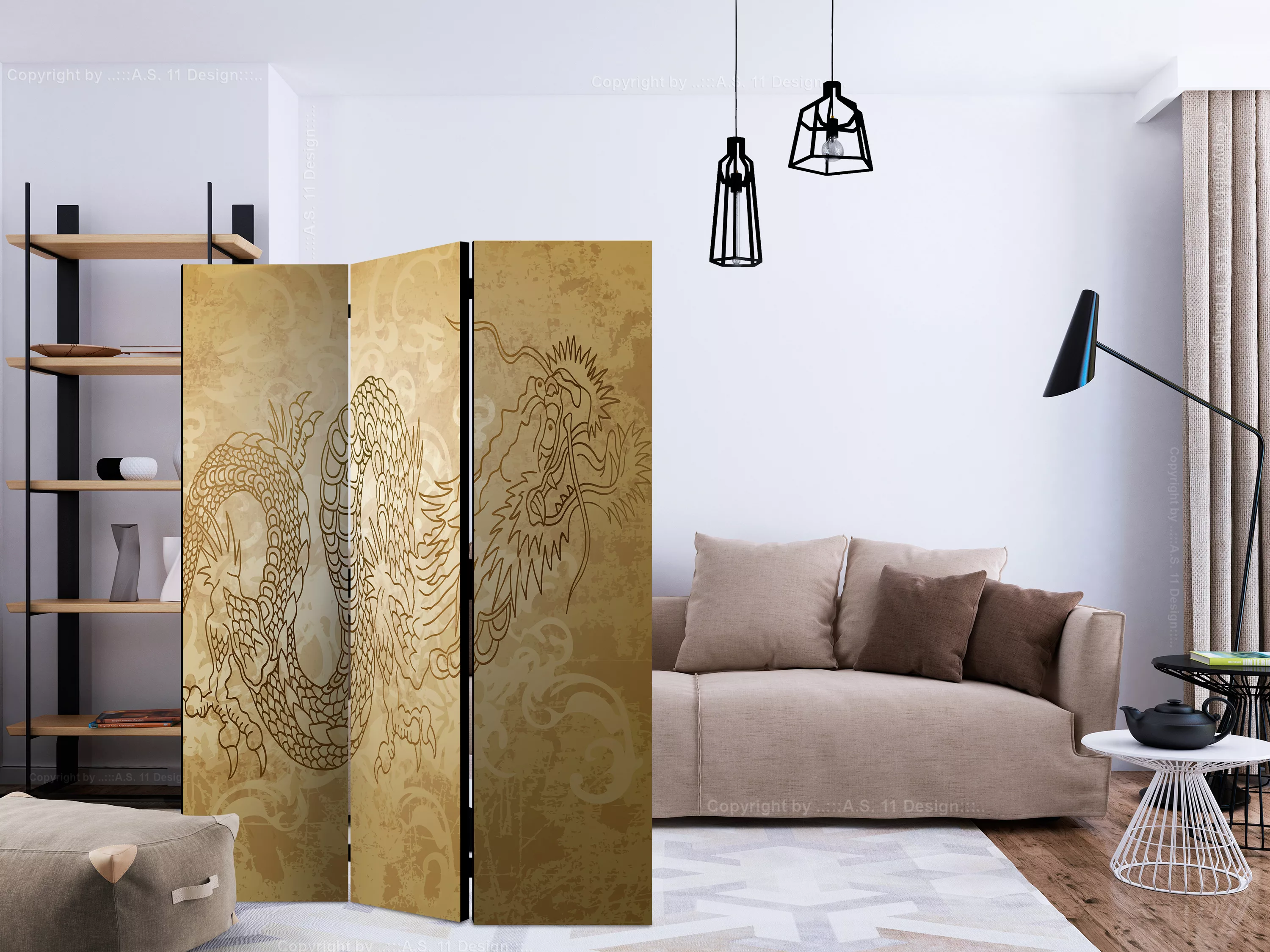 3-teiliges Paravent - Dragon [room Dividers] günstig online kaufen