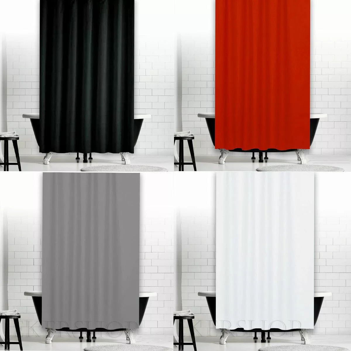 Ekershop Duschvorhang Textil Uni Farben Weiß günstig online kaufen