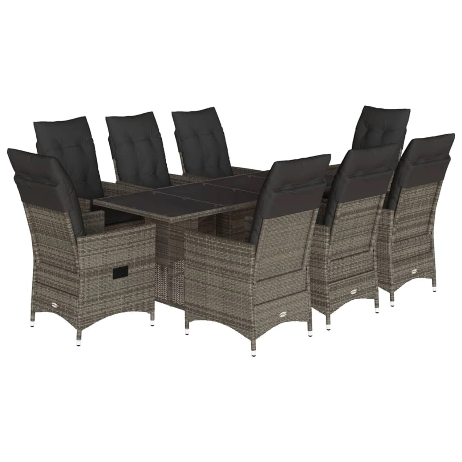 vidaXL 9-Tlg Garten-Essgruppe mit Kissen Grau Poly Rattan 3276745 günstig online kaufen