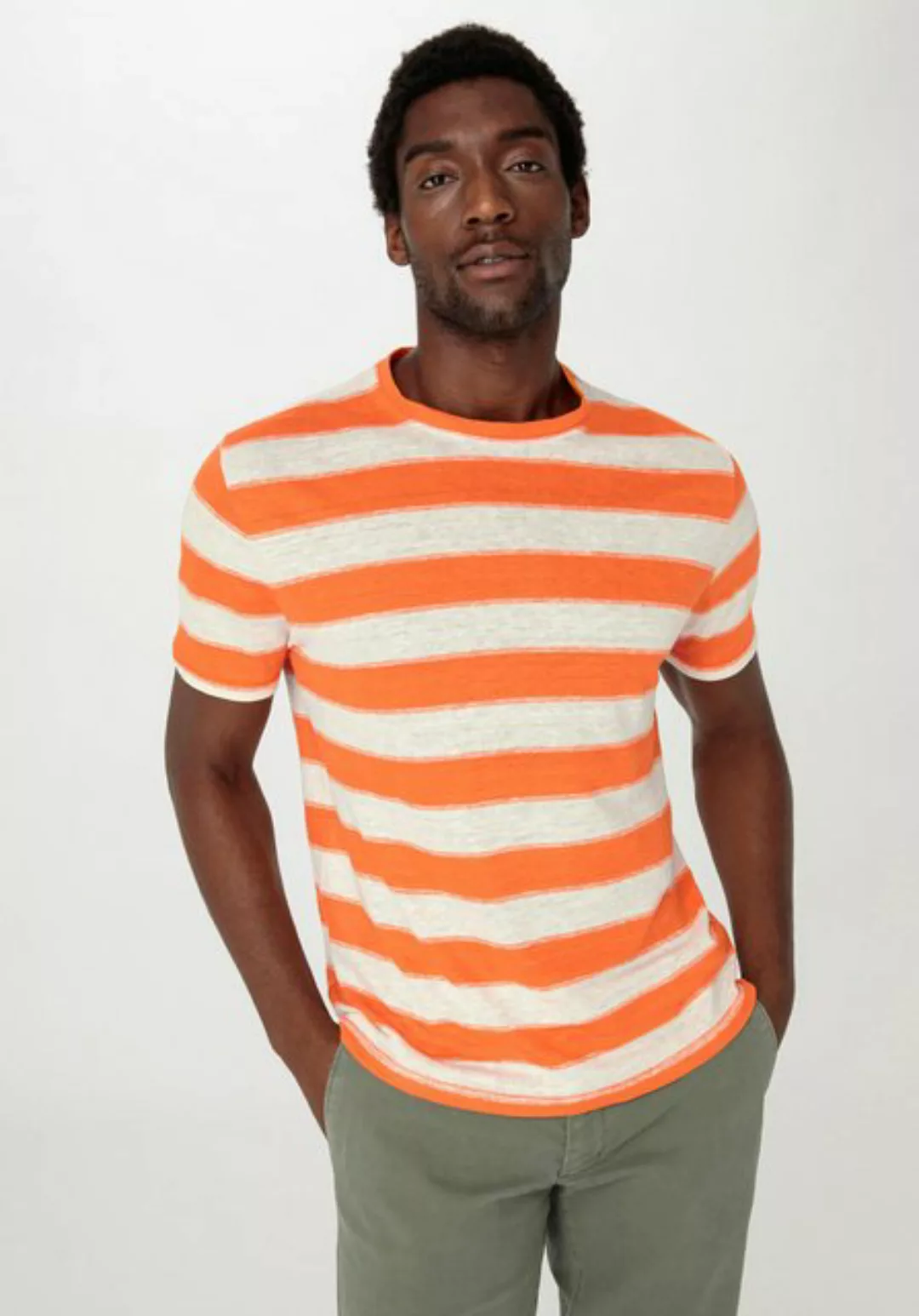Hessnatur T-Shirt Streifen Regular aus reinem Leinen (1-tlg) günstig online kaufen