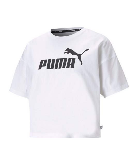 PUMA T-Shirt PUMA Ess Logo Crop T-Shirt Damen Weiß Baumwolle günstig online kaufen