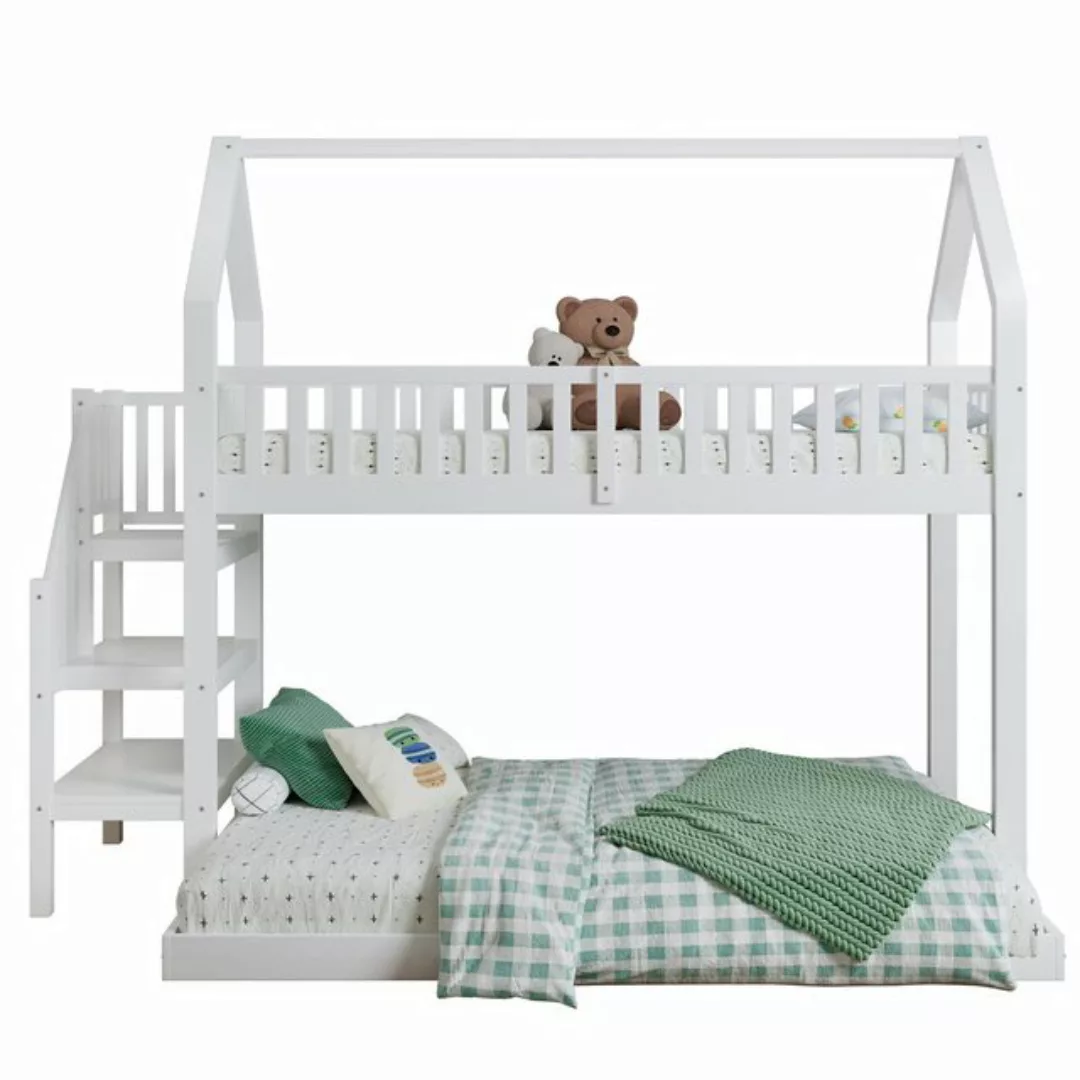 OKWISH Etagenbett Etagenbett, Kinderbett, Hausbett mit Treppe (Stabiles Hau günstig online kaufen