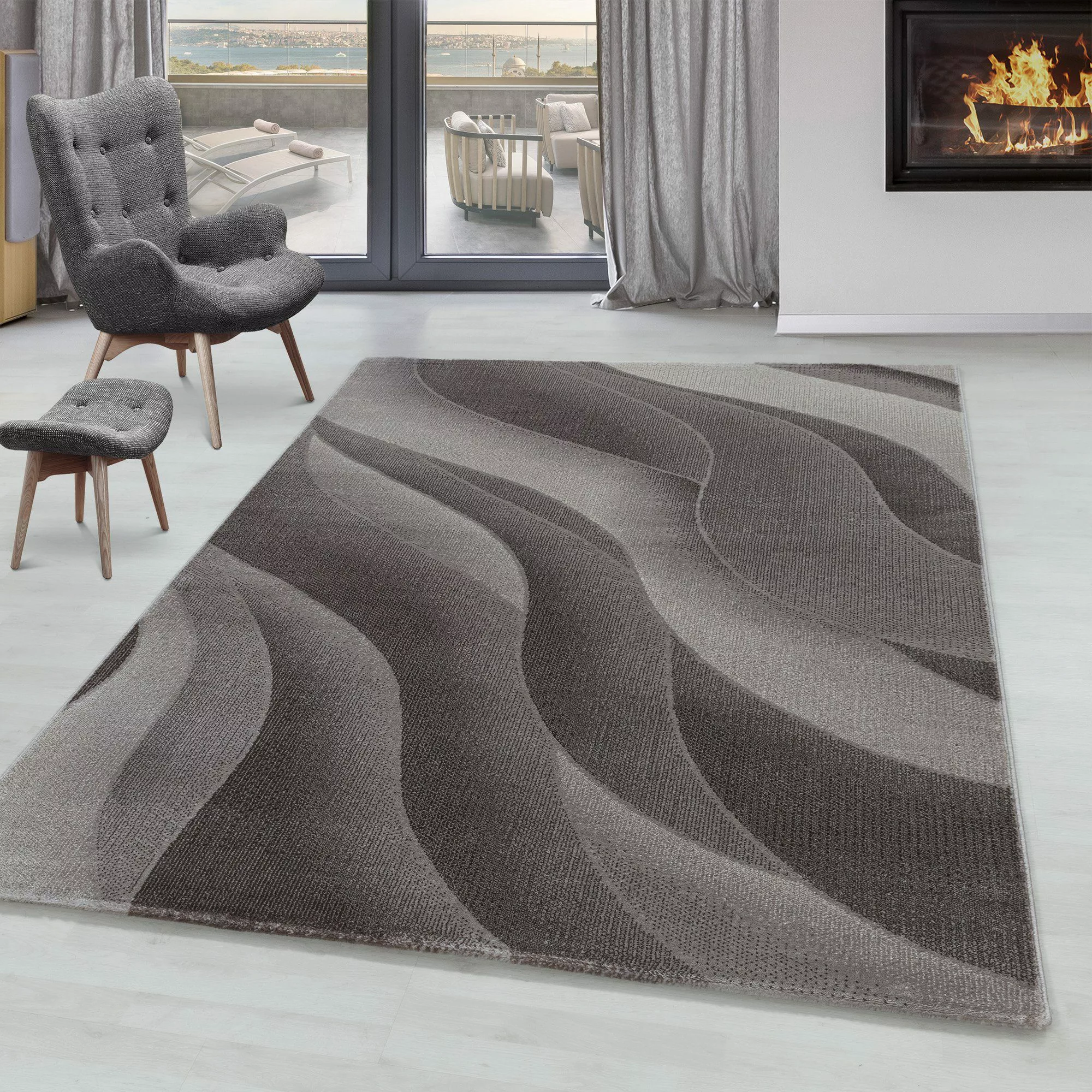 SIMPEX24 Designteppich Wellen Design, Läufer, Höhe: günstig online kaufen