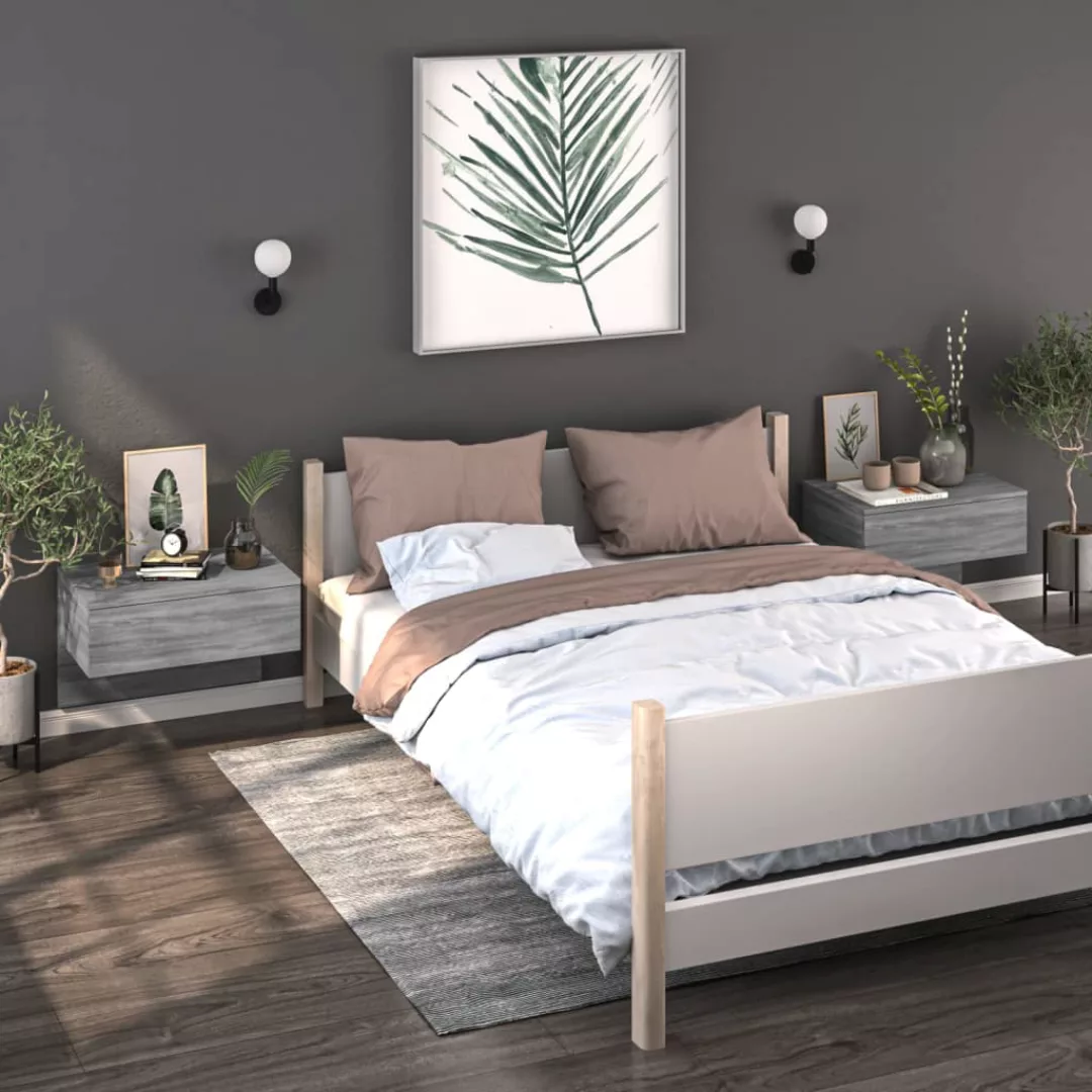 Vidaxl Wand-nachttische 2 Stk. Grau Sonoma Holzwerkstoff günstig online kaufen