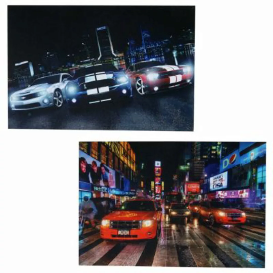 HWC Mendler 2x LED-Bild mit Timer, 40x60cm, Cars mehrfarbig günstig online kaufen