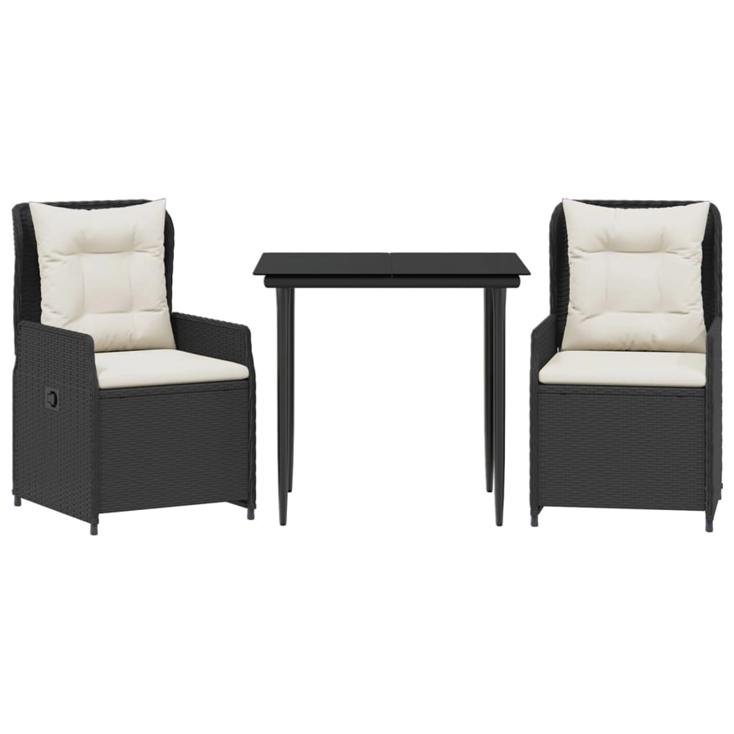 vidaXL 3-Tlg Garten-Essgruppe mit Kissen Schwarz Poly Rattan 3262826 günstig online kaufen