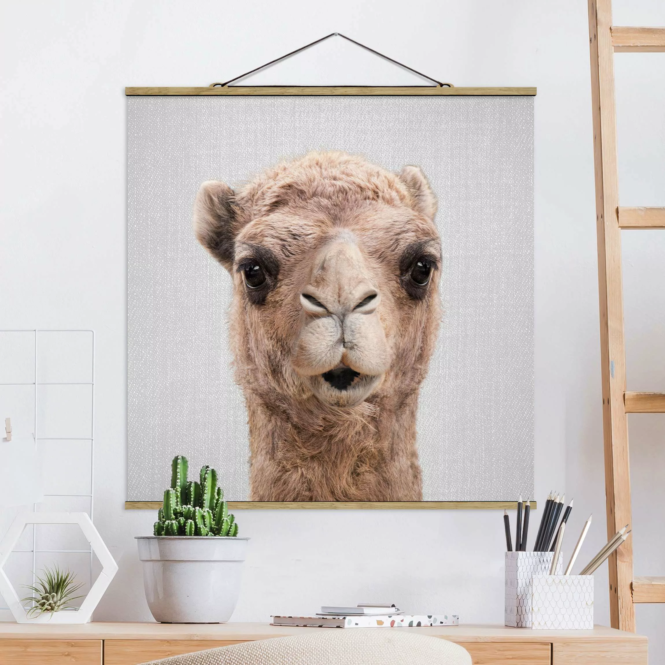 Stoffbild mit Posterleisten Kamel Konrad günstig online kaufen