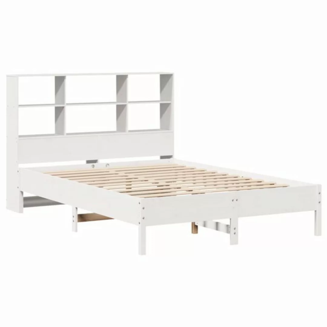 vidaXL Bett Massivholzbett mit Regal ohne Matratze Weiß 135x190 cm Kiefer günstig online kaufen