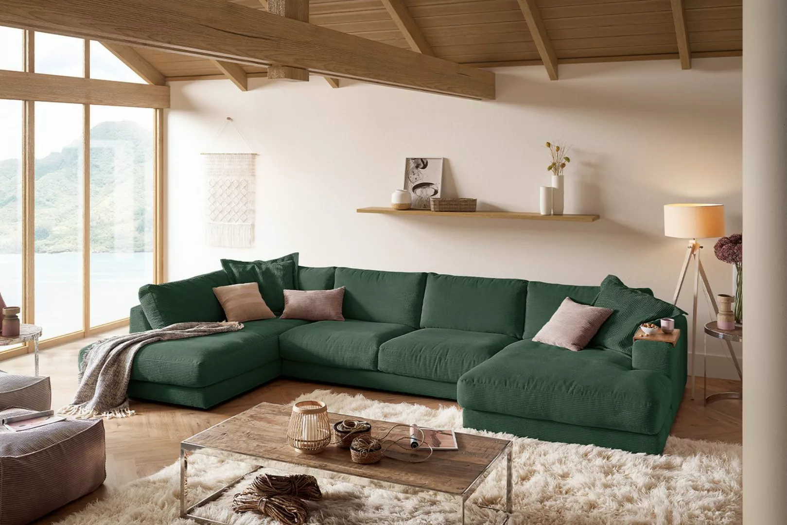 KAWOLA Wohnlandschaft MADELINE, Sofa U-Form Cord, Longchair rechts od. link günstig online kaufen