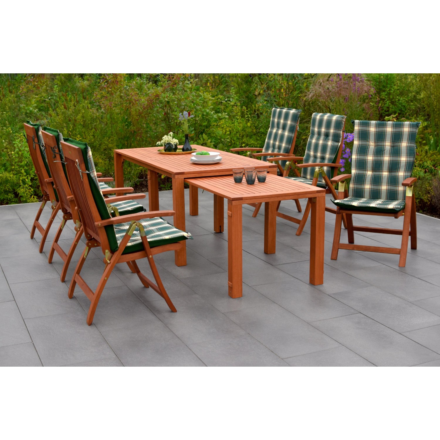 Merxx Comdoro Set 13-tlg. 6 Klappsessel 6 Auflagen Flex-Gartentisch Auszieh günstig online kaufen