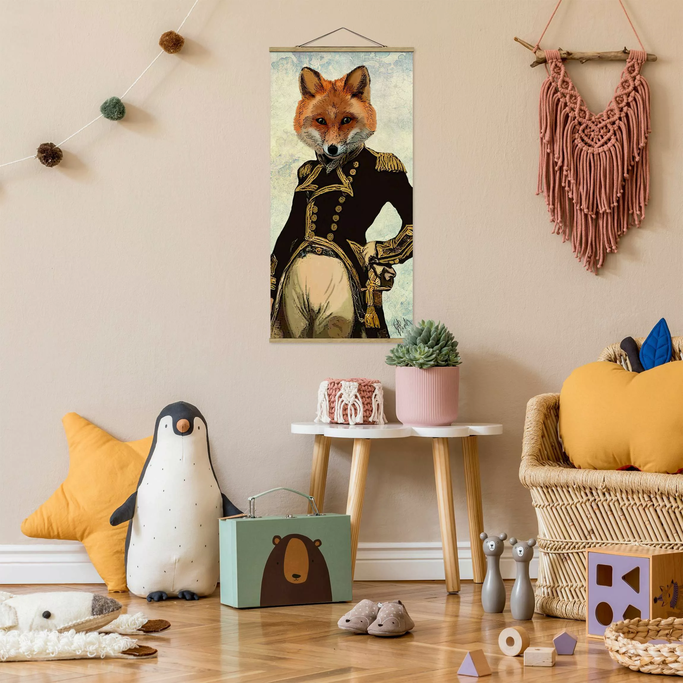 Stoffbild Tiere mit Posterleisten - Hochformat Tierportrait - Fuchsadmiral günstig online kaufen